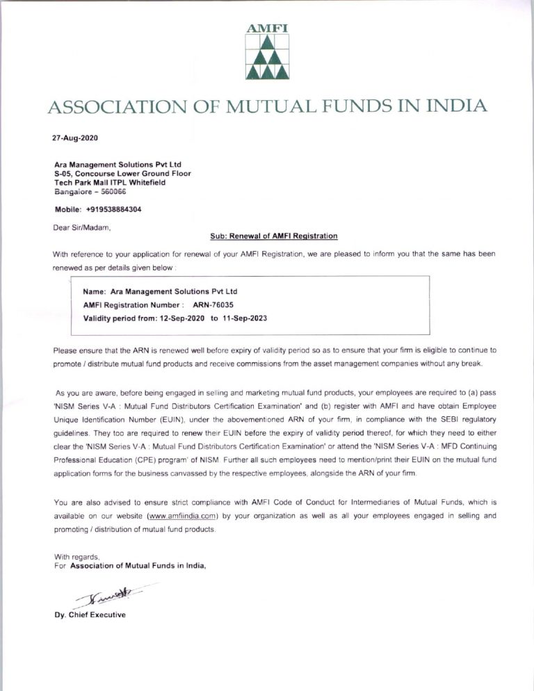 AMFI Registration Ara Finserve
