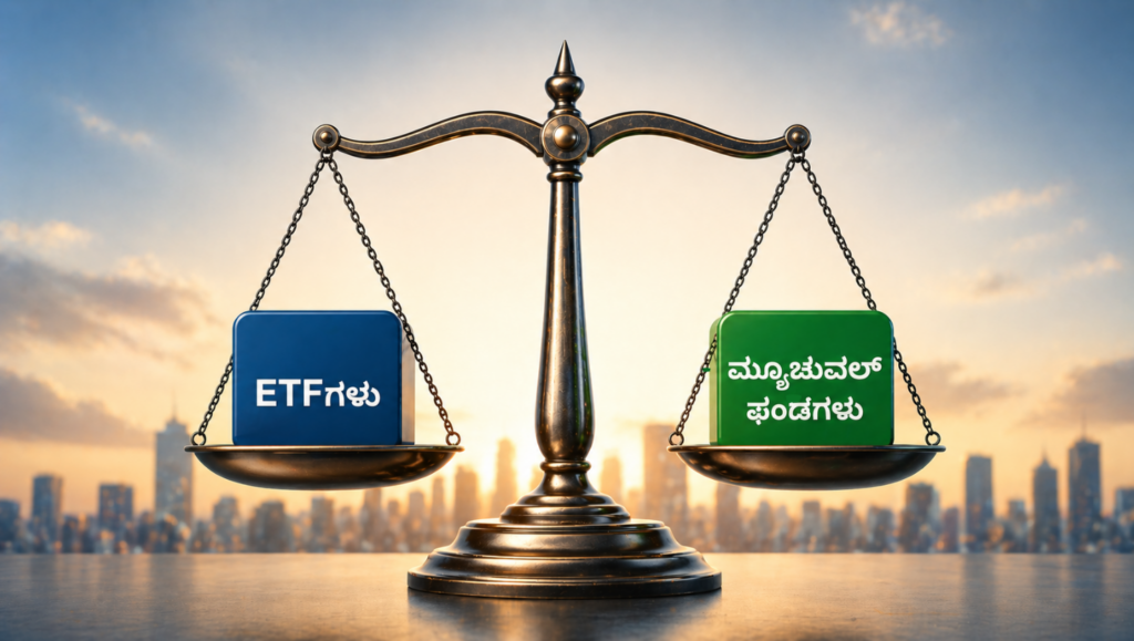 Mutual Funds vs ETFs in India in Kannada